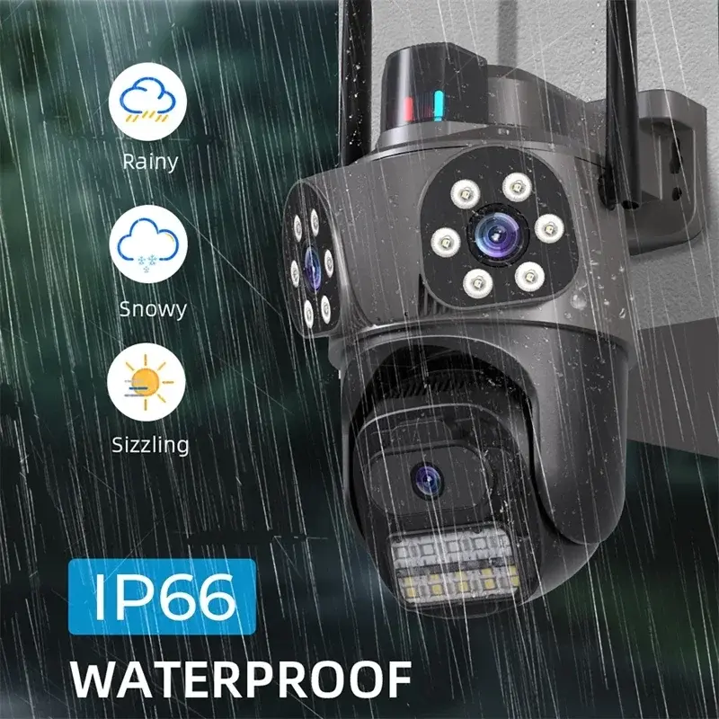 12MP WIFI IP Camera Outdoor Three Lens Dual Screen Audio Home Security PTZ Camera AI Human Auto Tracking CCTV Video Surveillance