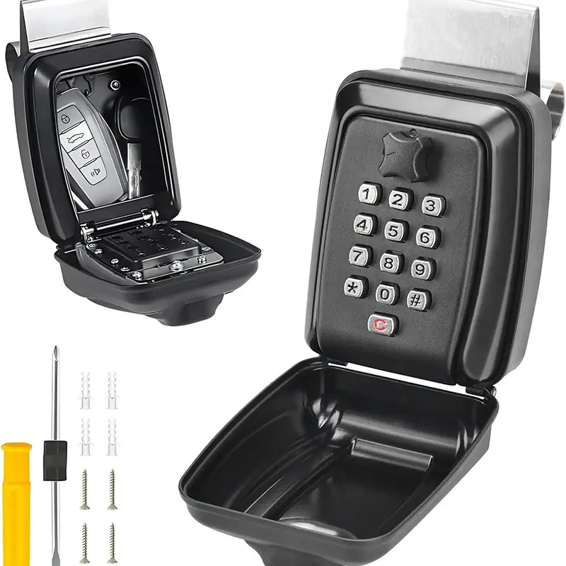 Security Key Lock Box 12 Digit Wall-Mount Secret Code Key Safe Secret Organizer Box Home Office Weatherproof Safe Key Keeper