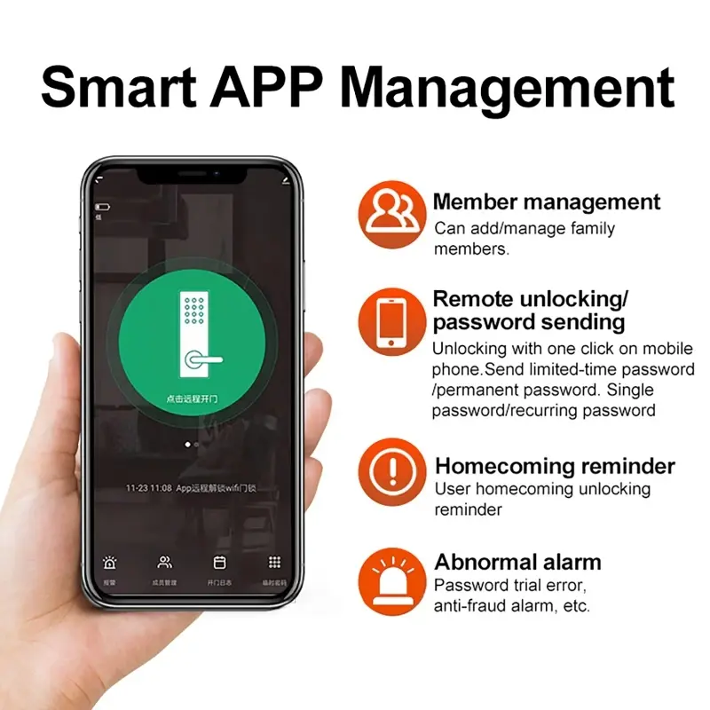 Smart Tuya SmartLife APP WiFi Remote Control Fingerprint Password RFID IC Card Lock Dead Bolt for Indoor Home Wooden Metal Door