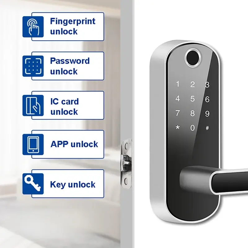 Tuya or TTLock APP Smart Door Lock Password Unlocking Remote Control Fingerprint Locks Keyless Touchscreen IP67 with IC Cards