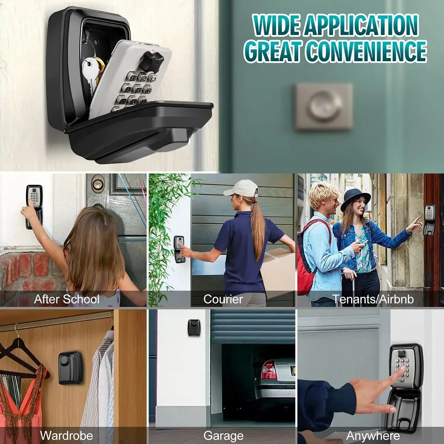 Security Key Lock Box 12 Digit Wall-Mount Secret Code Key Safe Secret Organizer Box Home Office Weatherproof Safe Key Keeper