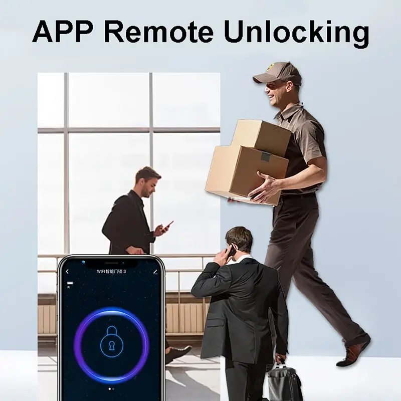 Tuya or TTLock APP Smart Door Lock Password Unlocking Remote Control Fingerprint Locks Keyless Touchscreen IP67 with IC Cards