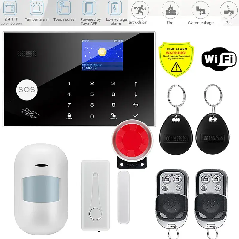 433MHz Wifi Tuya Smart Home Alarm System Wireless Security Home Alarm Smart Life APP Control Door Open Motion Sensor Smart Life