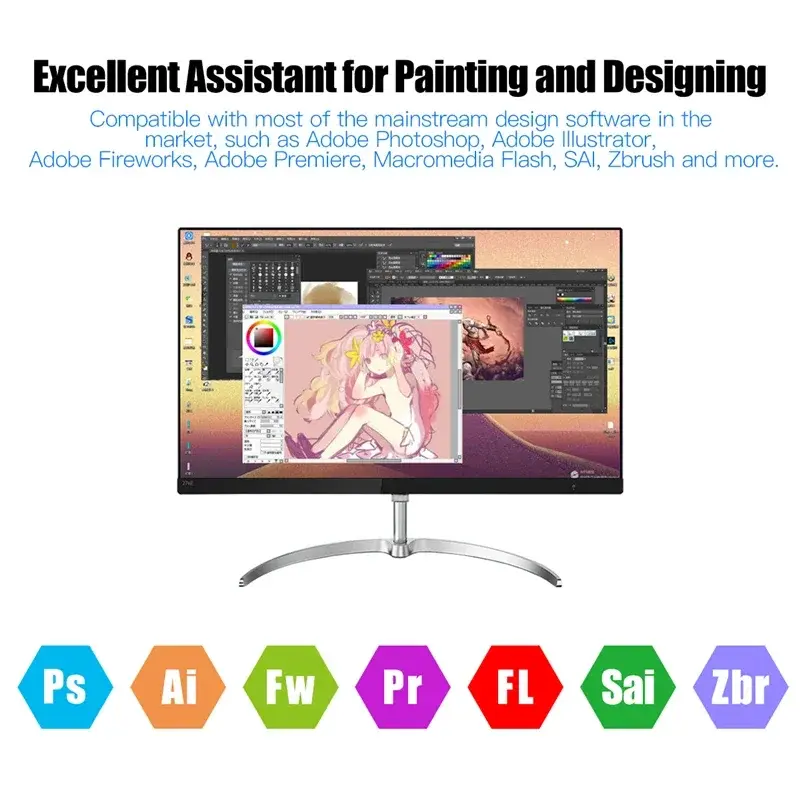 10x6" Professional Graphics Drawing Tablet 12 Express Keys 8192 Levels Battery-Free Stylus/8pcs Nibs/Pen Clip Support PC/Laptop