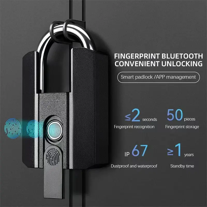 Fingerprint Padlock TTLock Bluetooth APP+Program+Fingerprint+Key Smart Type-C Rechargeable Keyless Home Electronic Door Lock
