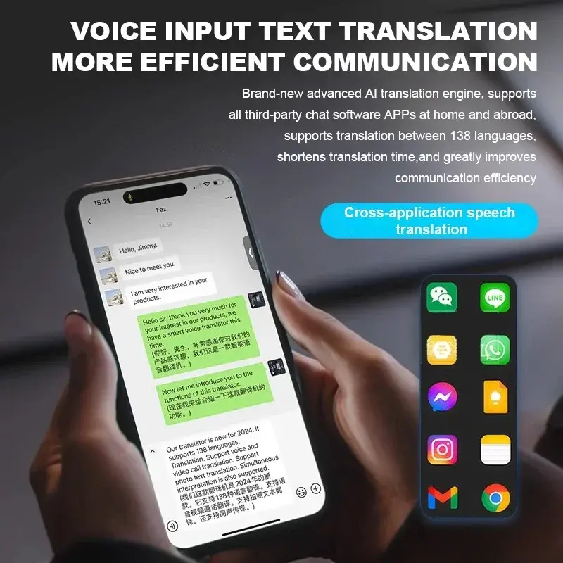 8 in 1 Magnetic Bracket Smart AI Translator APP Bluetooth Simultaneous Interpretation 138 Languages Voice Photo Translation