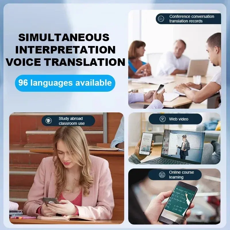 8 in 1 Magnetic Bracket Smart AI Translator APP Bluetooth Simultaneous Interpretation 138 Languages Voice Photo Translation