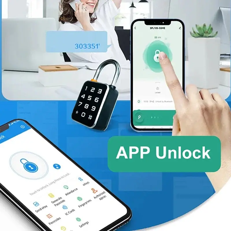 Smart Padlock Tuya APP+Fingerprint+Password 3 In 1 Electric Biometric Lock IP65 Keyless Mini Smart Locks Anti-theft Padlocks