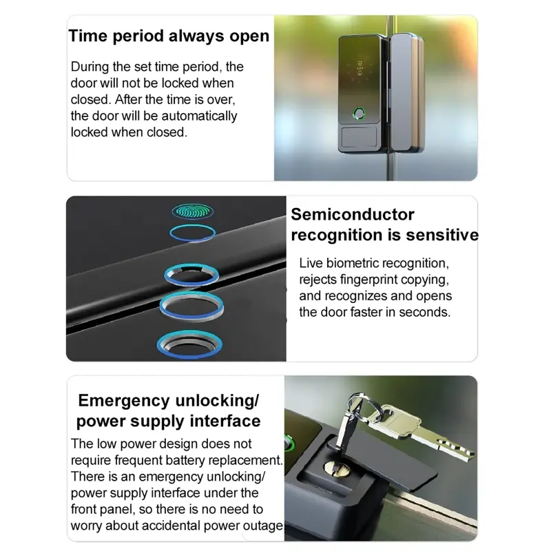 Smart Door Locks Tuya Bluetooth Fingerprint / Password / Card / Key Unlocking Punch-free Digital Door Lock for Steel/Wooden/Iron