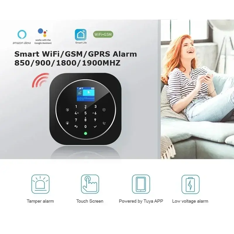 WIFI Tuya W9B Alarm System Kits for Home Burglar Security 433MHz WiFi GSM Alarm Wireless Tuya Smart House App Remote Control