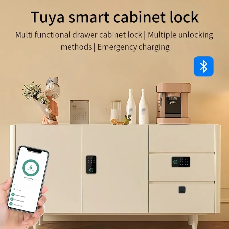 Tuya APP Fingerprint Smart Drawer Cabinet Invisible Lock Password Unlocking Cabinet Furniture Electronic Keyless Sensor Locks