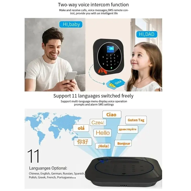 WIFI Tuya W9B Alarm System Kits for Home Burglar Security 433MHz WiFi GSM Alarm Wireless Tuya Smart House App Remote Control