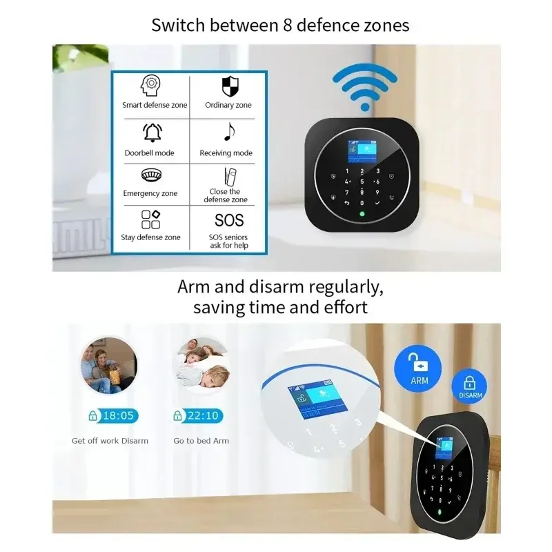WIFI Tuya W9B Alarm System Kits for Home Burglar Security 433MHz WiFi GSM Alarm Wireless Tuya Smart House App Remote Control