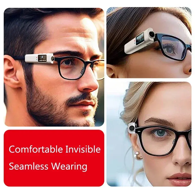 2.7K HD Glasses Camera WiFi Mini Digital Cameras 0.96inch IPS Screen Motorcycle Action Cam Eyeglasses Camera for Driving Hiking