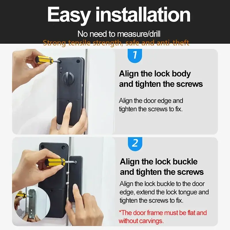 Tuya APP Smart Door Lock with IC Card lock Unlocking Electronic Locks No Drilling Support Gateway for Home Office Cabinet Safty