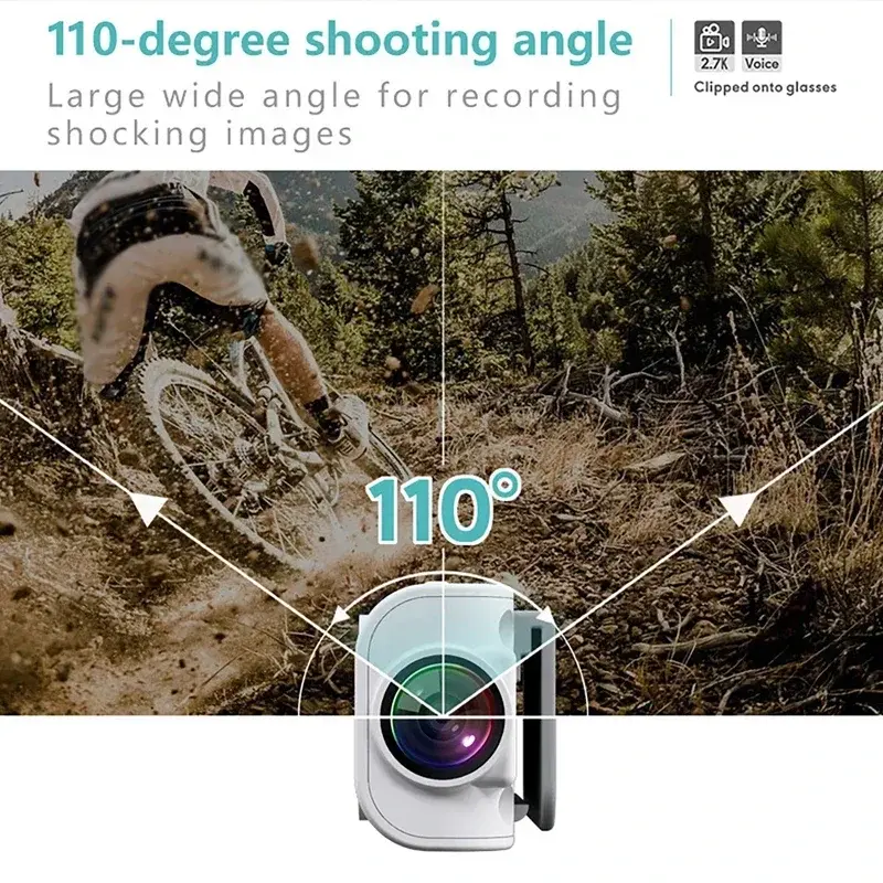 2.7K HD Glasses Camera WiFi Mini Digital Cameras 0.96inch IPS Screen Motorcycle Action Cam Eyeglasses Camera for Driving Hiking