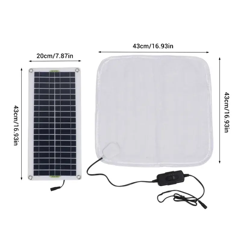 50W Solar Heating Blanket Heated Shoe Pad Pet Warming Pad 1m Connecting Line Adjustable Temperature For Winter