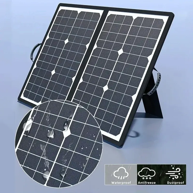 Solar Panel Kit Complete Camping 1000W /m² Foldable Solar Power Station Portable Generator Charger 18V for Car Boat Caravan Camp