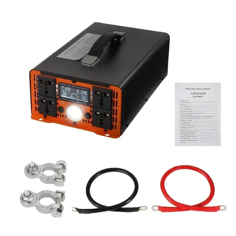 12000W Power Inverter+Cable Charger Converter Adapter Pure Sine Wave Inverter 24V/48V/60V/72V/96V 110V 60Hz/220V-204V 50Hz