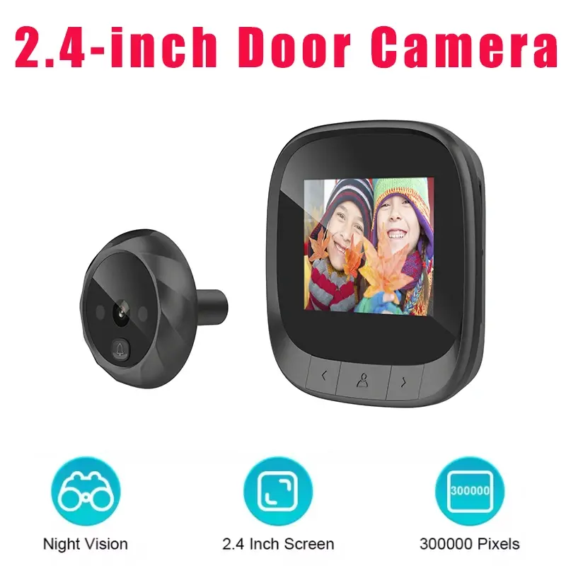 Night Vision Doorbell Cameras 2.4inch LCD Display Door Peephole Camera Video Eye Door Bell Visual Doorbell Security Protection