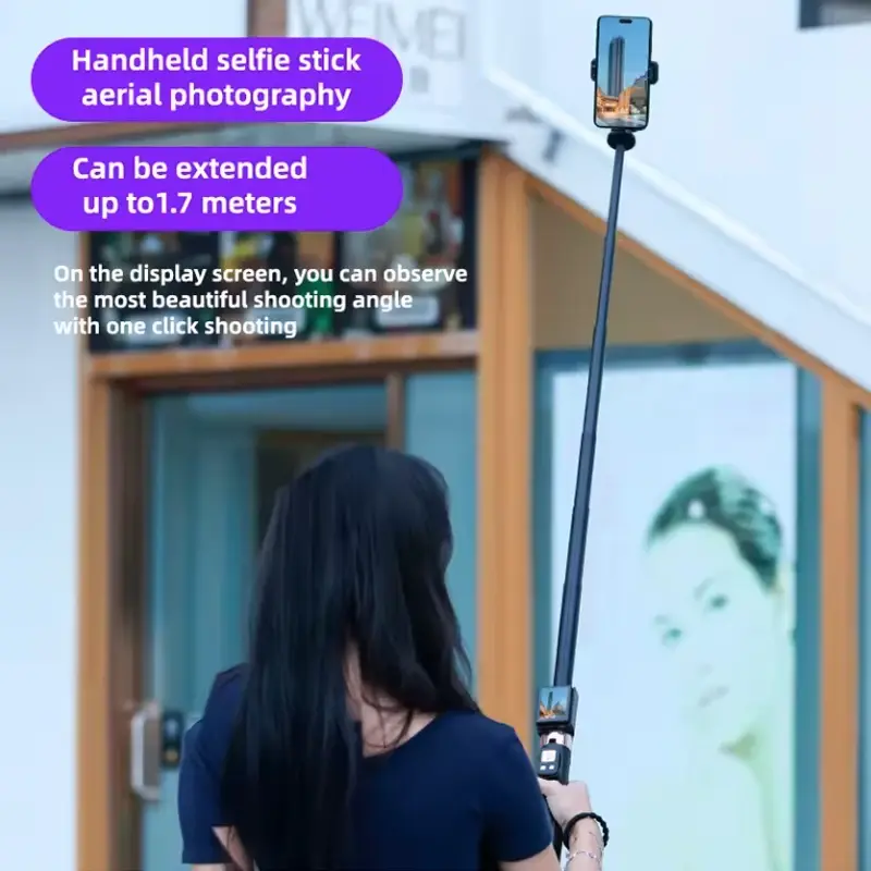 Smartphone Rear Cameras Phone Selfie Monitor Screen Bluetooth for Selfie Vlog Live Stream Video for iPhone Android Selfie Sticks