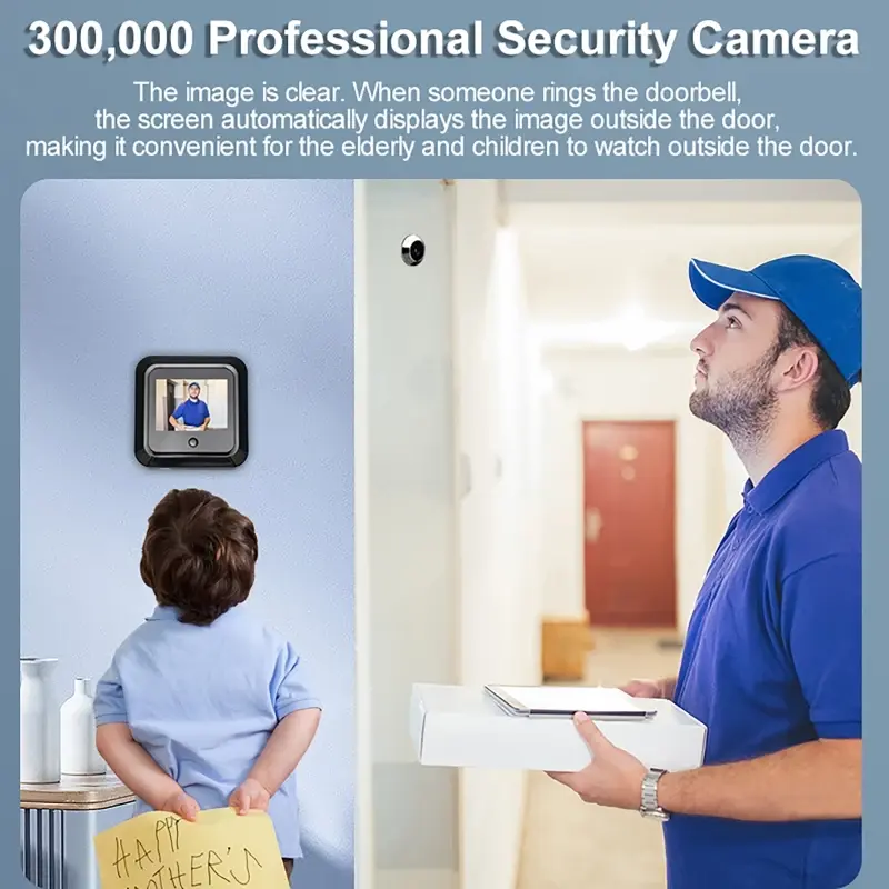 Peephole Camera 240x320 HD Visual Doorbell Smart Digital Door Viewer 2.4 Inch Wide 120° Security Monitor 300000 Pixels Resolutio