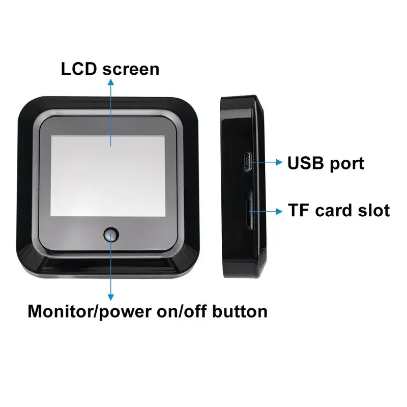 Peephole Camera 240x320 HD Visual Doorbell Smart Digital Door Viewer 2.4 Inch Wide 120° Security Monitor 300000 Pixels Resolutio
