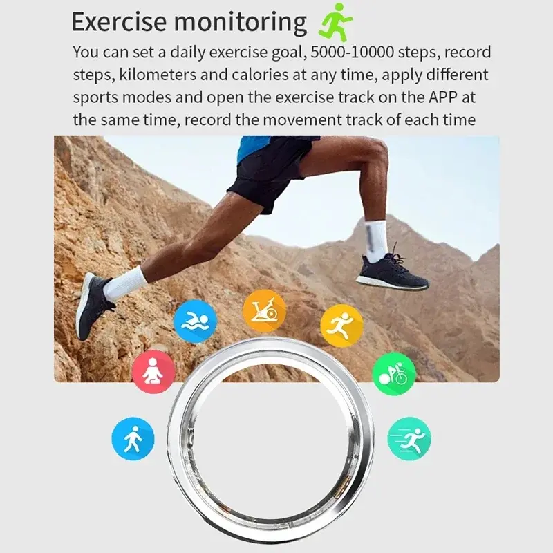Diamond Smart Rings with Magnetic Fast Charging Blood Oxygen/Heart Rate/Sleep Monitoring,IP68 5ATM,Sports GPS Tracking rings
