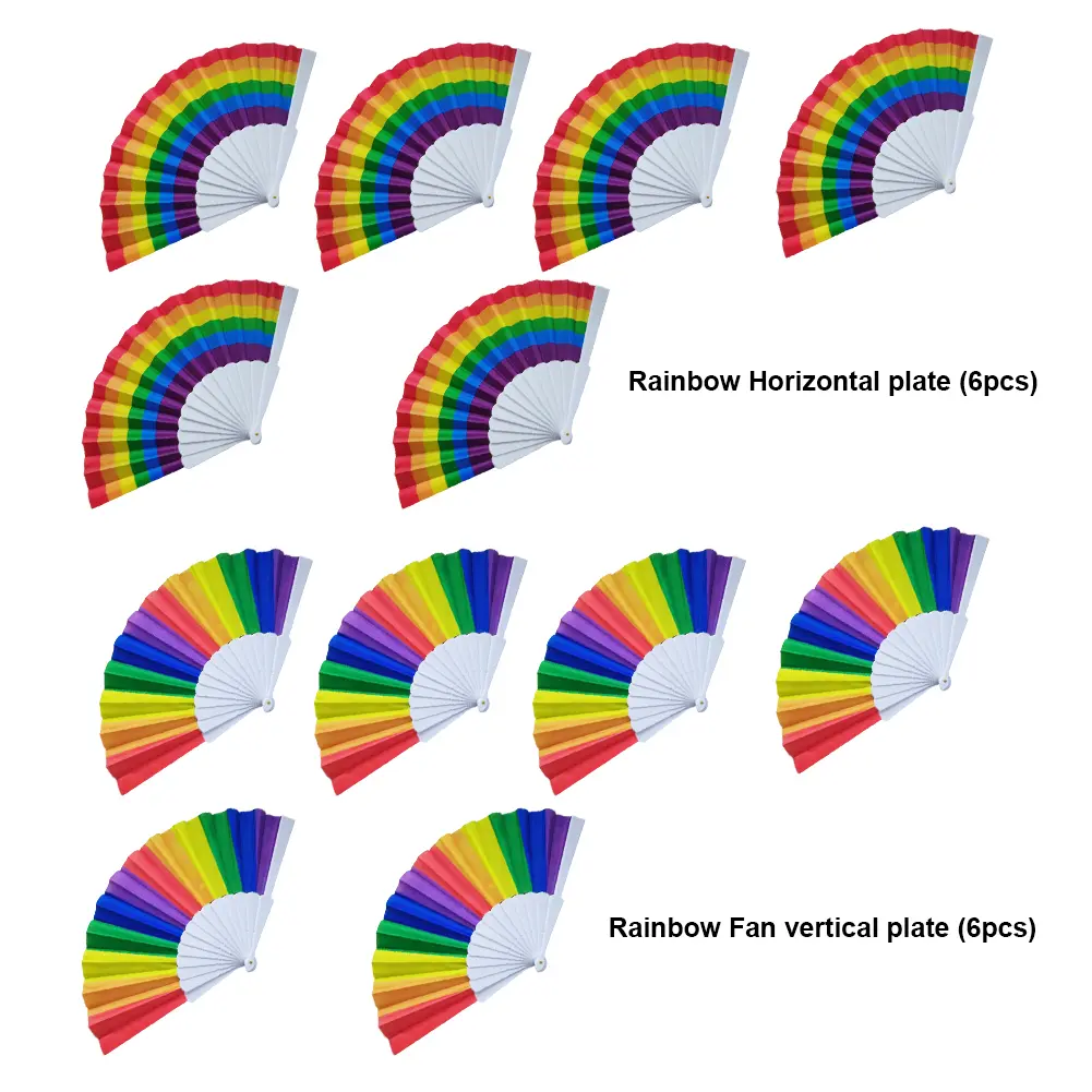 6-36Pcs Rainbow Paper Bamboo Folding Fan Colorful Art Craft Hand Held Paper Fans for Wedding Party DIY Folding Fan Decorations