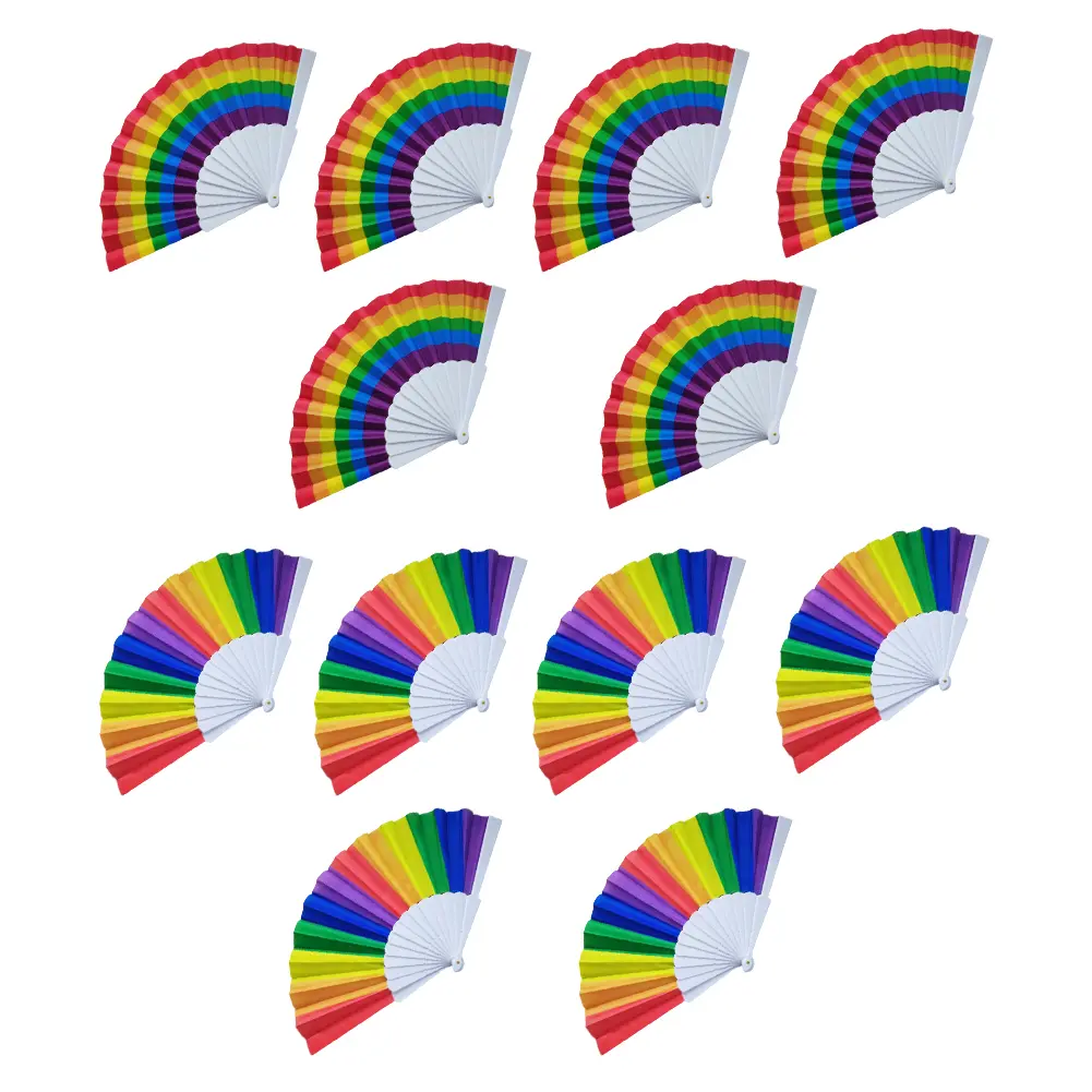 6-36Pcs Rainbow Paper Bamboo Folding Fan Colorful Art Craft Hand Held Paper Fans for Wedding Party DIY Folding Fan Decorations