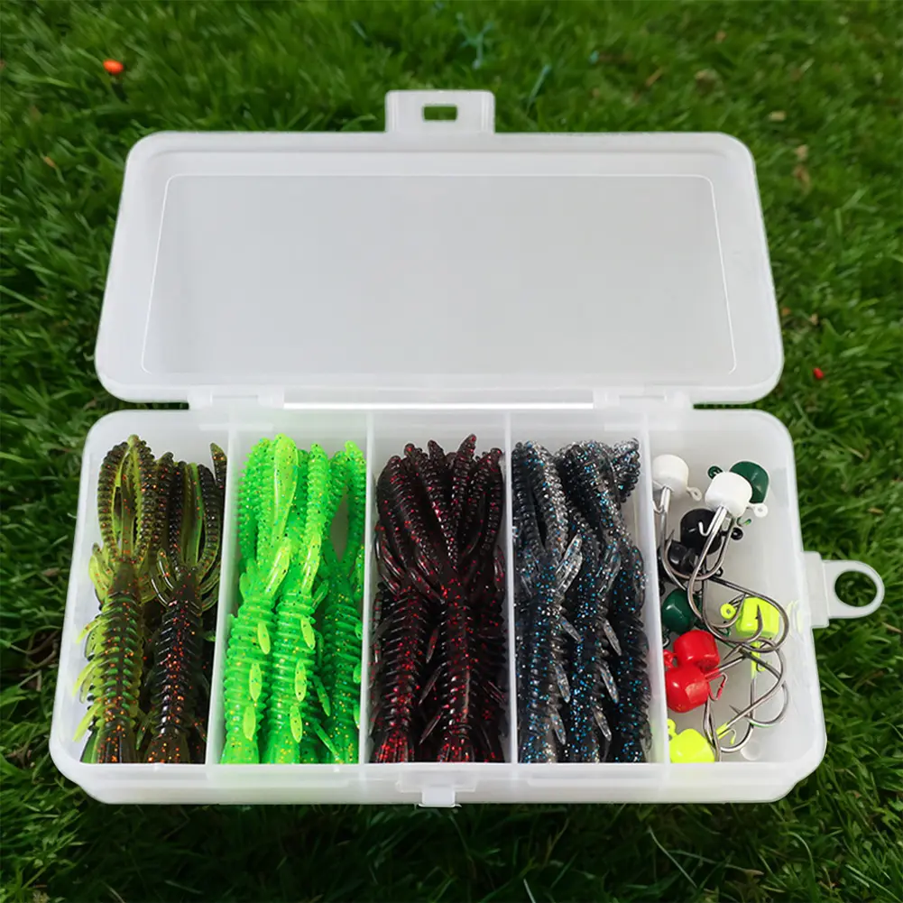 31Pcs Soft Fishing Lures Plastic Lures Set with Box & Hook Worm Lure Floating Swimbaits Minnow Lure for Saltwater Freshwater