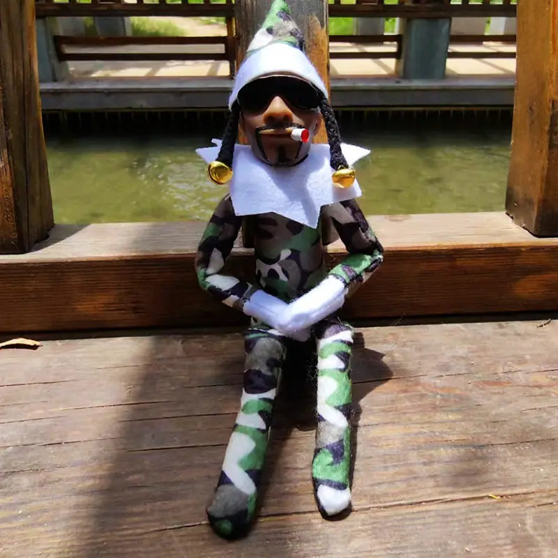 11.81inch Christmas Elf Doll with Snoop on a Stoop Christmas Trees Decoration Ornaments Hip Hop Lovers Christmas Elf Plush Toys