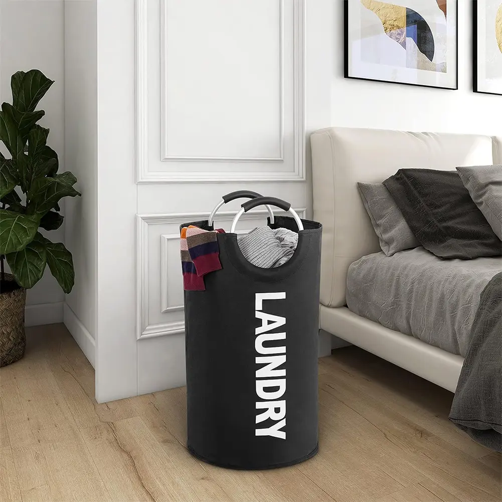 82L Dirty Clothes Basket with Handle Foldable Laundry Basket Clothes Storage Basket Multifunction for Bedroom Bathroom