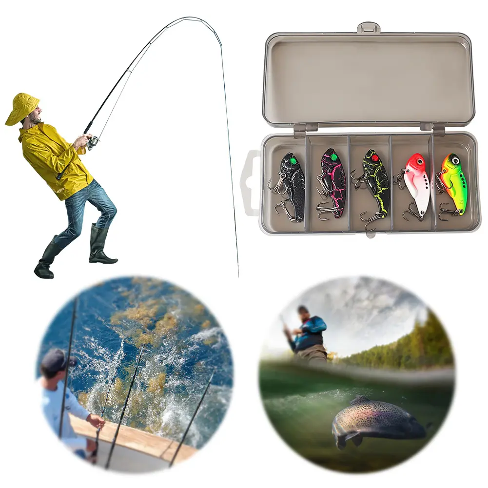 5Pcs Metal VIB 7g Spinner Spoon Fishing Lures Artificial Hard Bait Crankbait for Bass Pike Perch