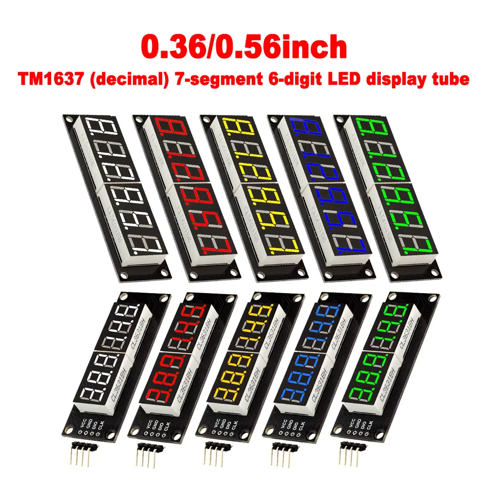 TM1637 LED Display Module for Arduino 6-Digit 7-Segment 0.36''/0.56 Inch Time Clock Indicator Tube Module Red/Blue/Green/Yellow