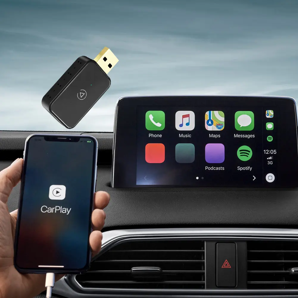 Wireless CarPlay Android Auto Adapter Smart AI Box BT WiFi 5.8G Plug and Play Smart Link for Wired Carplay Android Auto Cars