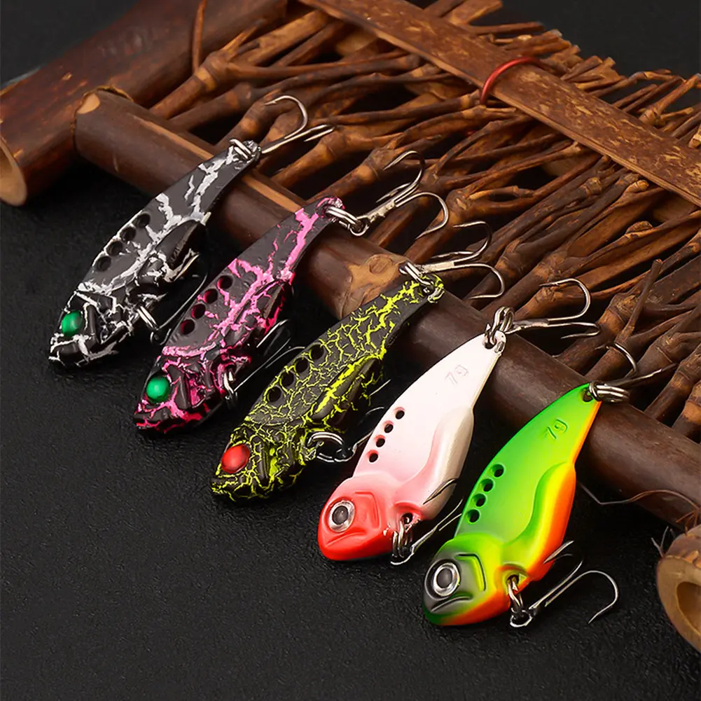 5Pcs Metal VIB 7g Spinner Spoon Fishing Lures Artificial Hard Bait Crankbait for Bass Pike Perch