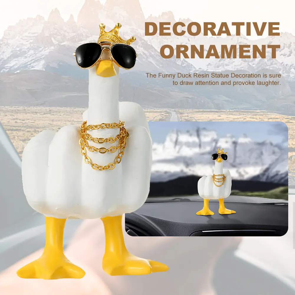 New Duck Funny Creative Middle Finger Ducks Home Decoration Statue Resin Craft Garden Courtyard and Micro Landscape Figurines