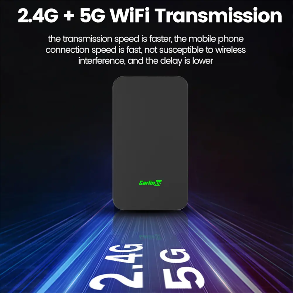 2024 CarlinKit 5.0 Wireless CarPlay Wireless Android Auto Box 2.4G & 5.8Ghz WiFi BT Auto Connect Plug&Play For Wired AA CP Cars