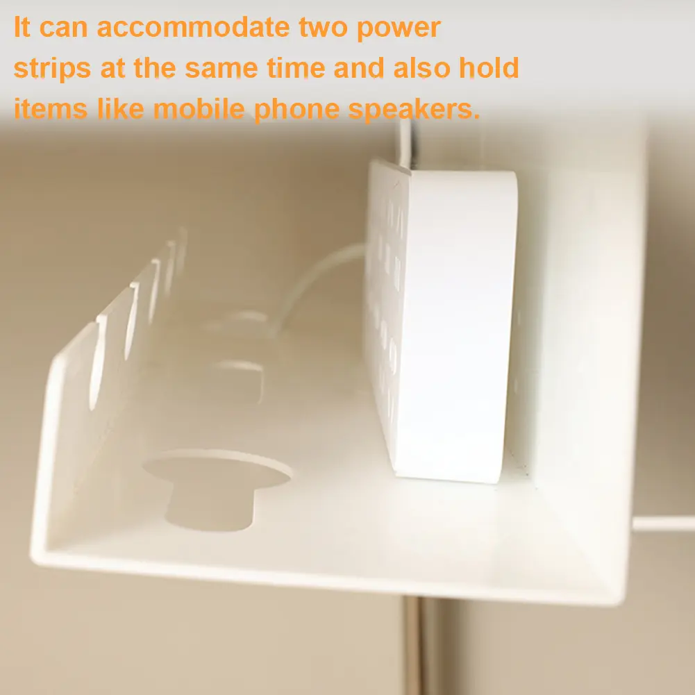 2Pcs Under Desk Cable Management Tray Self Adhesive Cord Organizer No Punching Under Desk Cable Shelf for Charging Cable