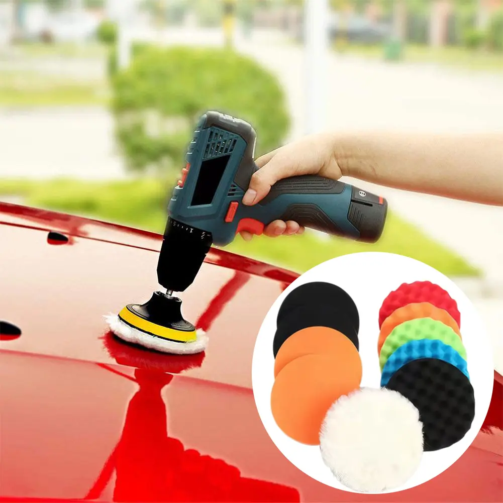 11Pcs 3 Inch Buffing Waxing Polishing Sponge Pads Kit Car Foam Drill Sponge Car Buffing Pads Sponge Foam Kit for Sanding Waxing