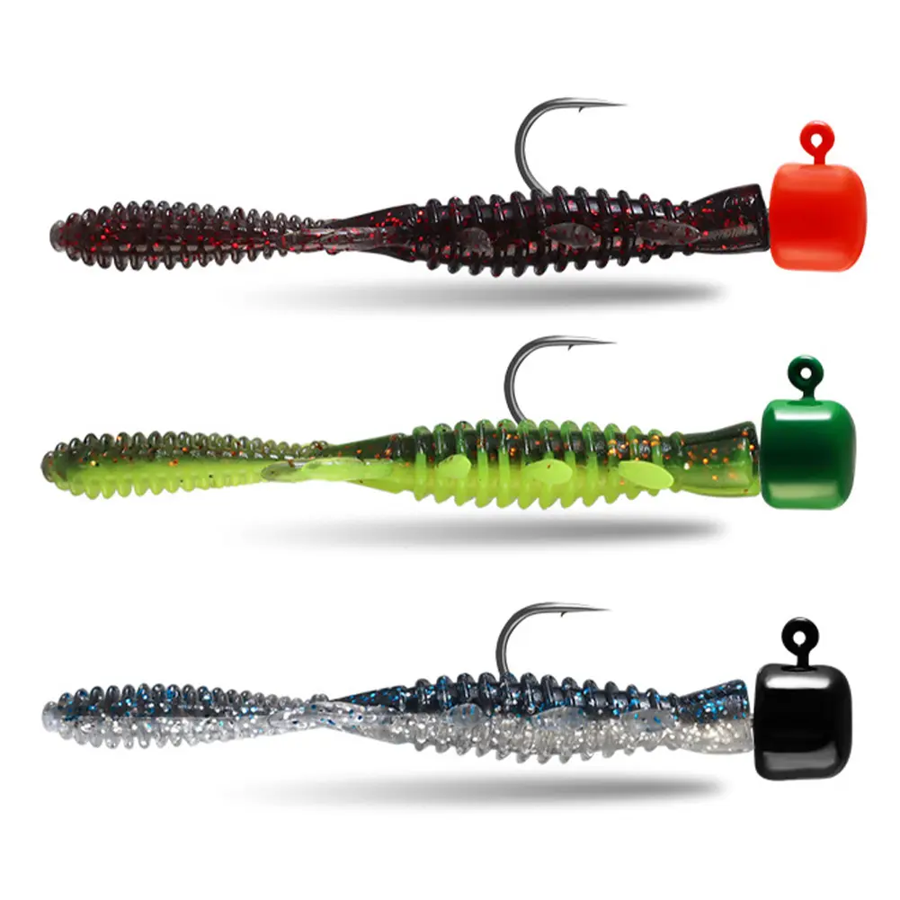 31Pcs Soft Fishing Lures Plastic Lures Set with Box & Hook Worm Lure Floating Swimbaits Minnow Lure for Saltwater Freshwater