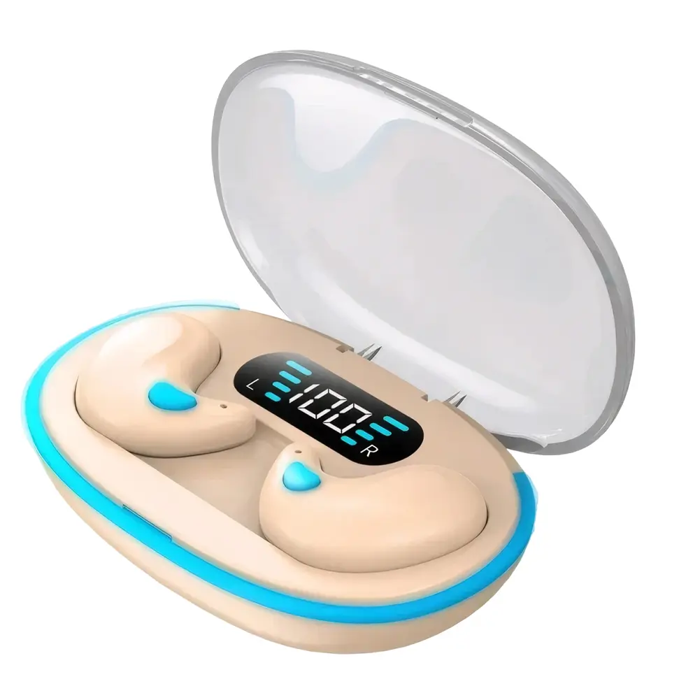 Bluetooth-Compatible 5.3 Sense-Free Micro Sleep Earbuds Noise Cancelling Open Ear Headsets Touch Control for Travel and Business