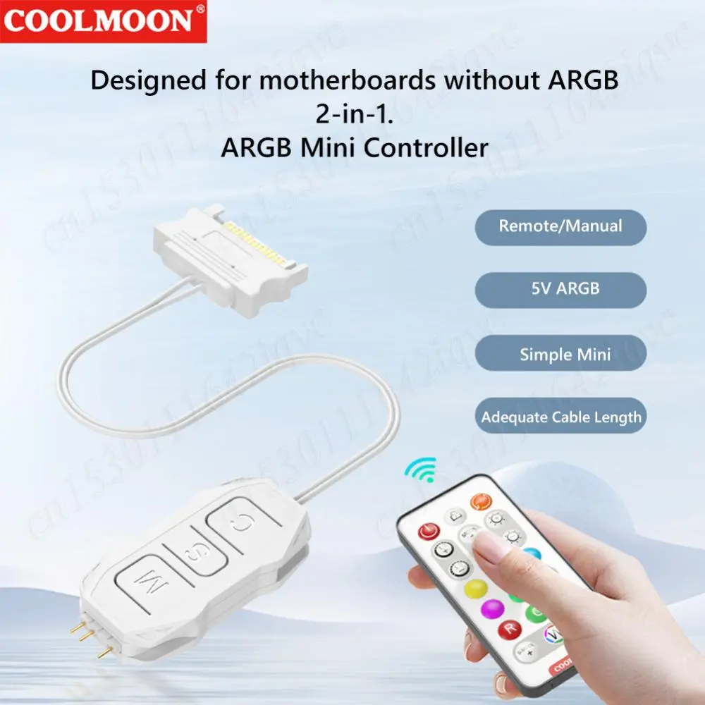 RGB Controller Cable 5V 3PIN To SATA ARGB Mini Controller HUB Adapter RGB Remote Controller for PC Fan Cooling Fan Light Strip