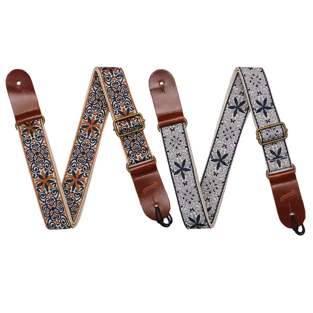 Multicoloured Ukulele Strap Embroidery Pattern Woven Guitar Strap Adjustable Ethnic Style for Classical Guitar Mandolin Banjo