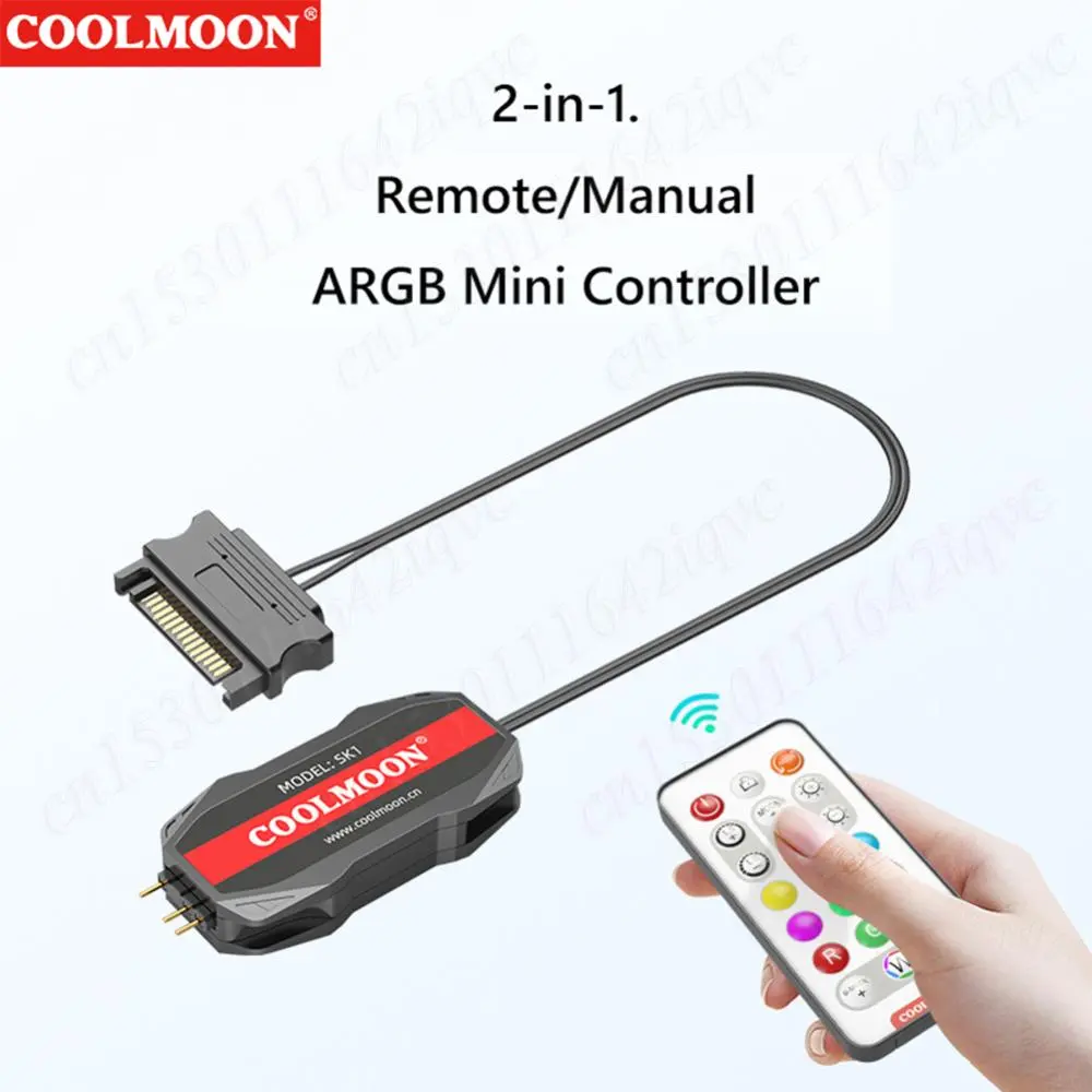 RGB Controller Cable 5V 3PIN To SATA ARGB Mini Controller HUB Adapter RGB Remote Controller for PC Fan Cooling Fan Light Strip