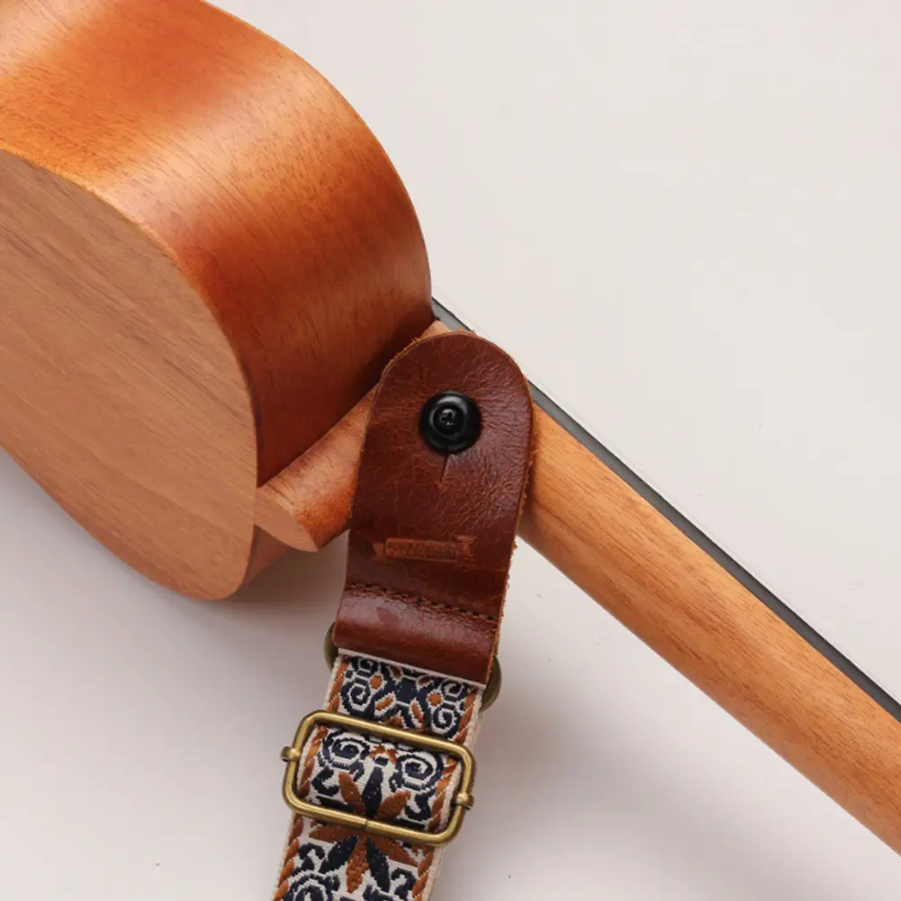 Multicoloured Ukulele Strap Embroidery Pattern Woven Guitar Strap Adjustable Ethnic Style for Classical Guitar Mandolin Banjo