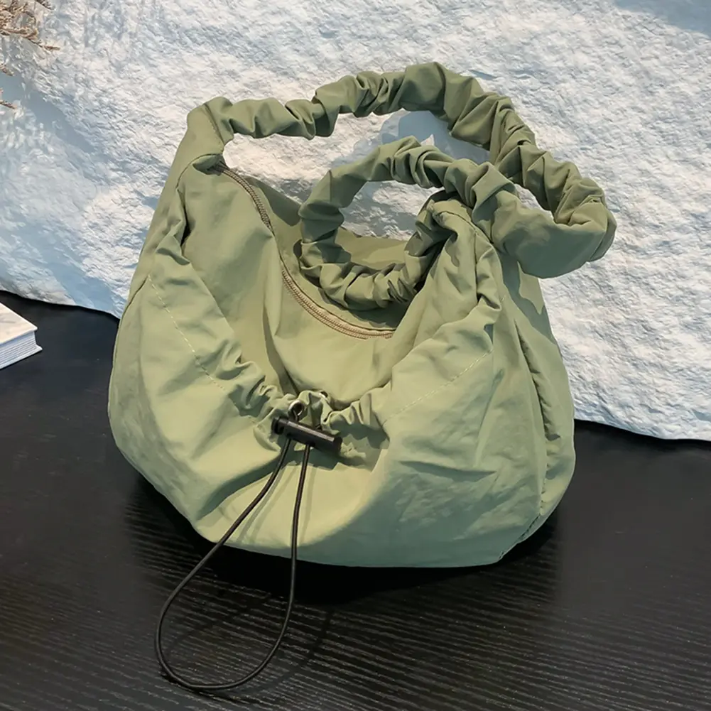 Women Pleated Crossbody Bag Adjustable Strap Drawstring Satchel Bag Large Capacity Cloud Drawstring Hobo Bag Ladies Outdoor Bag