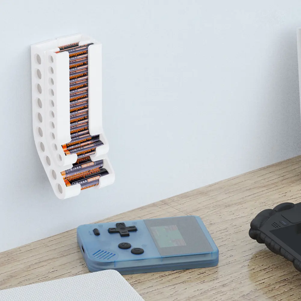 Battery Storage Organizer Wall AA & AAA Combo Small Battery Keeper Battery Container for 10 AAA & 10 AA Batteries Storage