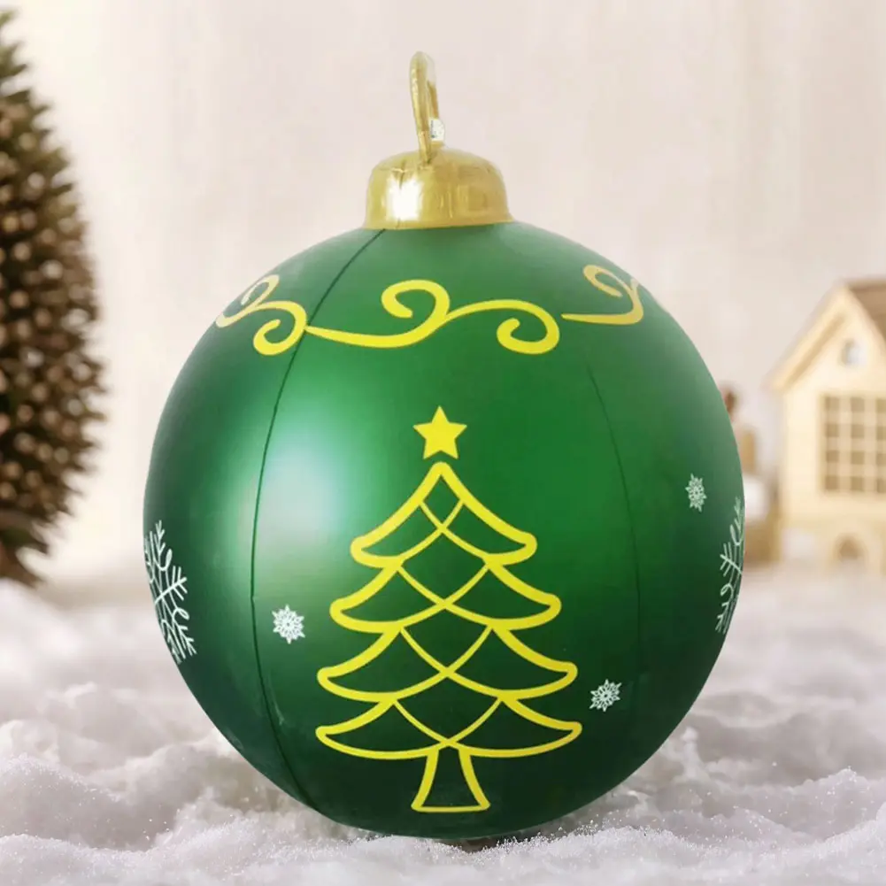 24 Inch Inflatable Christmas Balls New Years Christmas Ornaments with Lights PVC Giant Inflatable Christmas Balls Holiday Decor